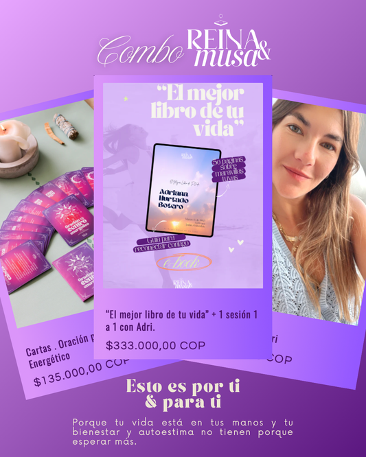 Combo "El mejor libro de tu vida" + Cartas "Oración para cada centro energético" + Sesión 1 a 1 con Adri